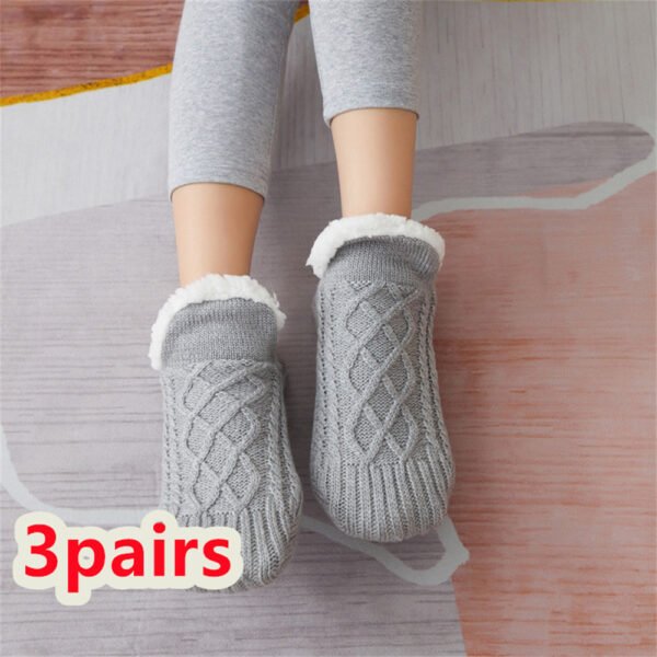Winter Woolen Socks Women Thicken Warm Home Bedroom Socks Slippers Men Non-slip Foot Warmer Snow Socks Calcetines Mujer - Image 3